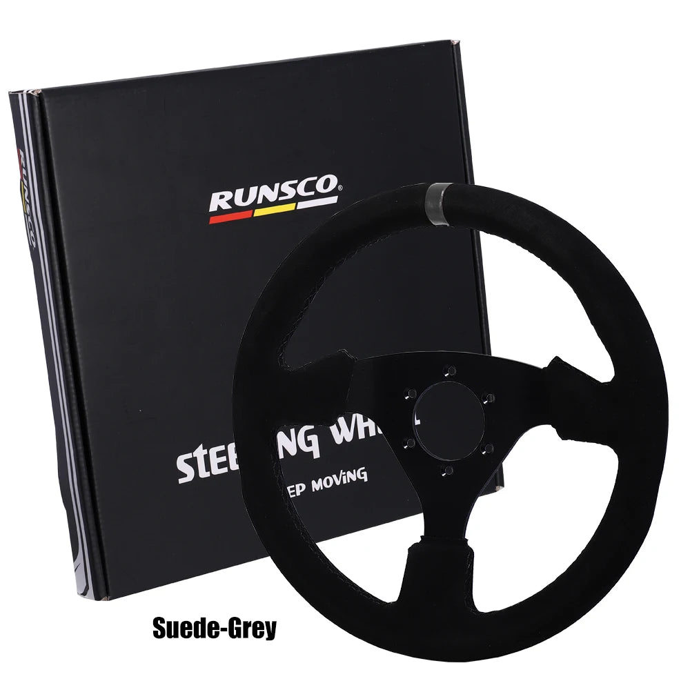Universal 330Mm Steering Wheel Suede Drift Sim Racing Game Steering Wheel Flat Aluminum Frame13Inch