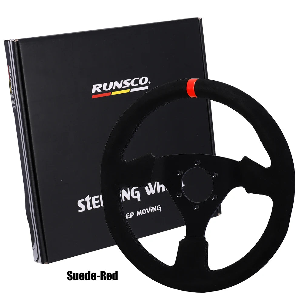 Universal 330Mm Steering Wheel Suede Drift Sim Racing Game Steering Wheel Flat Aluminum Frame13Inch