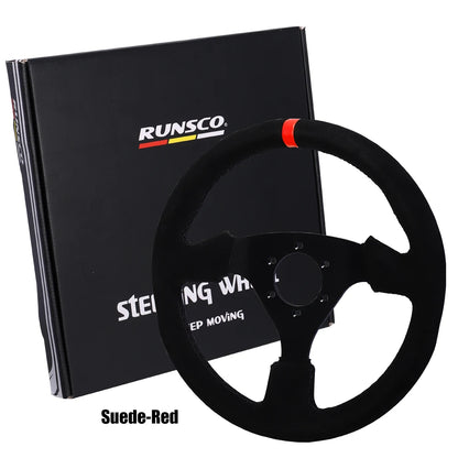 Universal 330Mm Steering Wheel Suede Drift Sim Racing Game Steering Wheel Flat Aluminum Frame13Inch