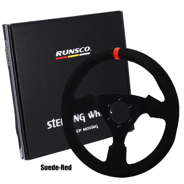 Universal 330Mm Steering Wheel Suede Drift Sim Racing Game Steering Wheel Flat Aluminum Frame13Inch