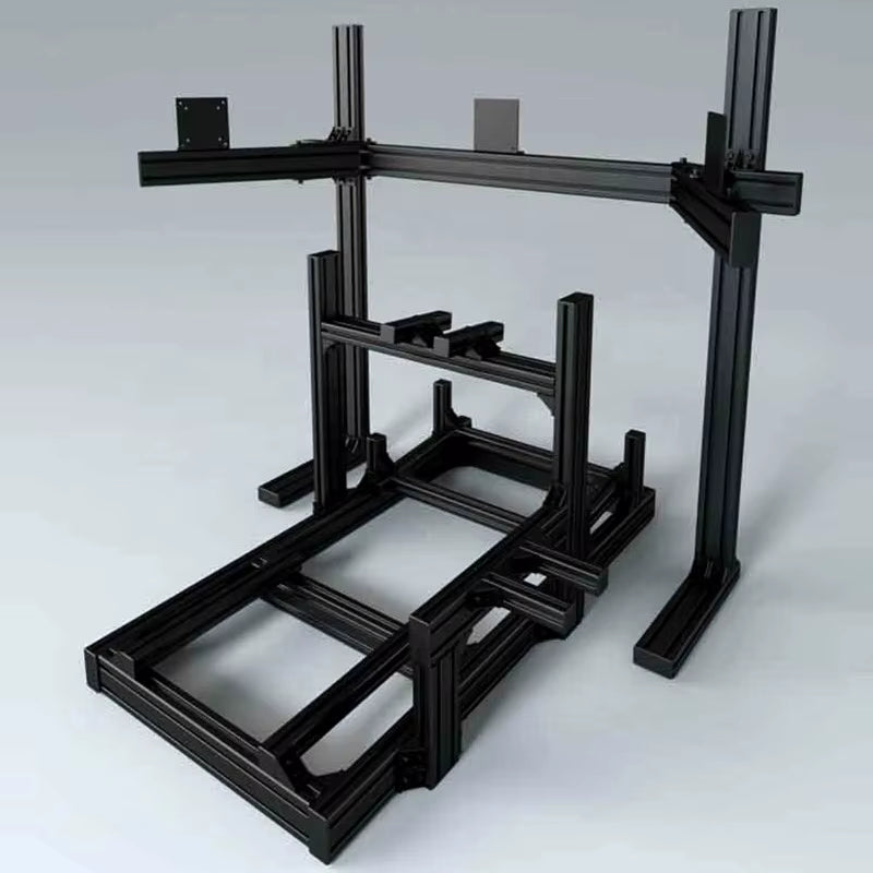Factory Price Black Anodized Gaming Driving Sim Racing Rig Cockpit Aluminum Gaming Simulator with Single Triple Monitor Stand