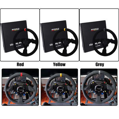 Universal 330Mm Steering Wheel Suede Drift Sim Racing Game Steering Wheel Flat Aluminum Frame13Inch