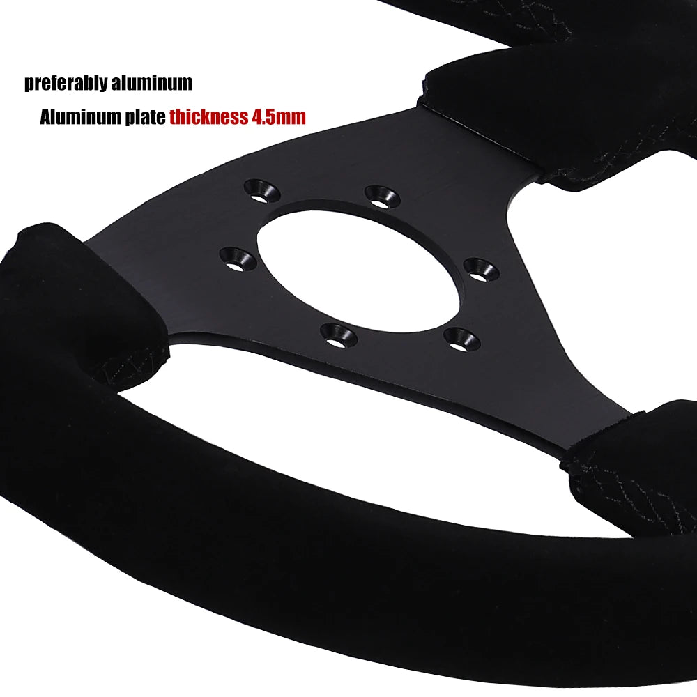 Universal 330Mm Steering Wheel Suede Drift Sim Racing Game Steering Wheel Flat Aluminum Frame13Inch