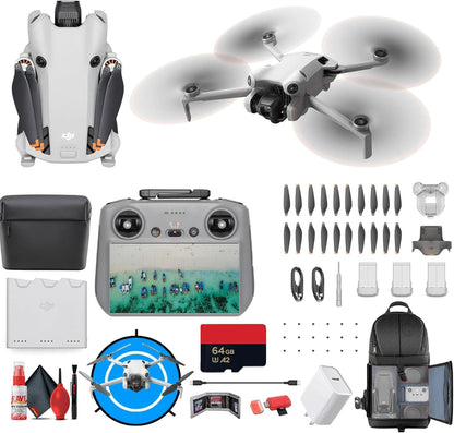 Mini 4 Pro Drone Fly More Combo with RC 2 Controller | 4K HDR Camera Omnidirectional Obstacle Sensing | 36-Min Flight Time (CP.MA.00000813.01) + Backpack + Landing Pad + 64GB Card + More