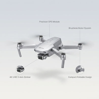 F36 GPS Mini Drone with 4K UHD Camera, 3-Axis Gimbal, RC Quadcopter, and Brushless Motor, Silver