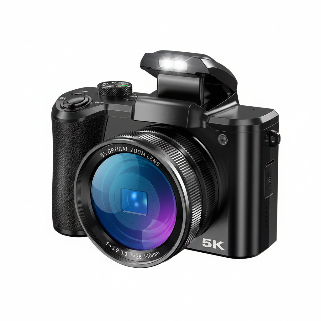 5K Digital Camera for Photography, 64MP Touch Screen Autofocus Vlogging Camera with Selfie Lens, 5X Optical Zoom, 64GB SD Card