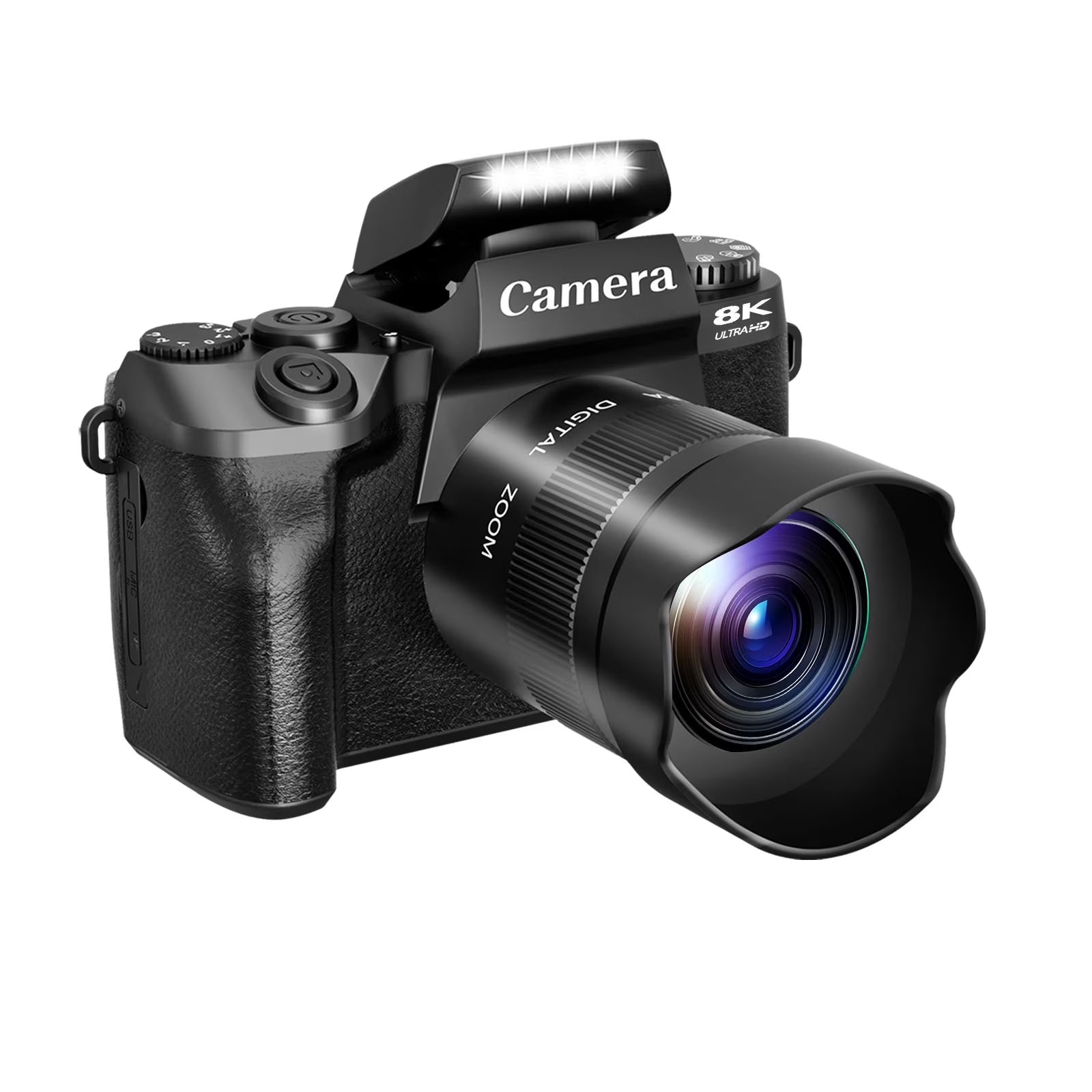 Digital Camera for Photography 8K Vlogging Camera for Youtube Dual-Lens 16X Digital Zoom Wifi Touchscreen with 3000Mah Battery & 32GB TF Card