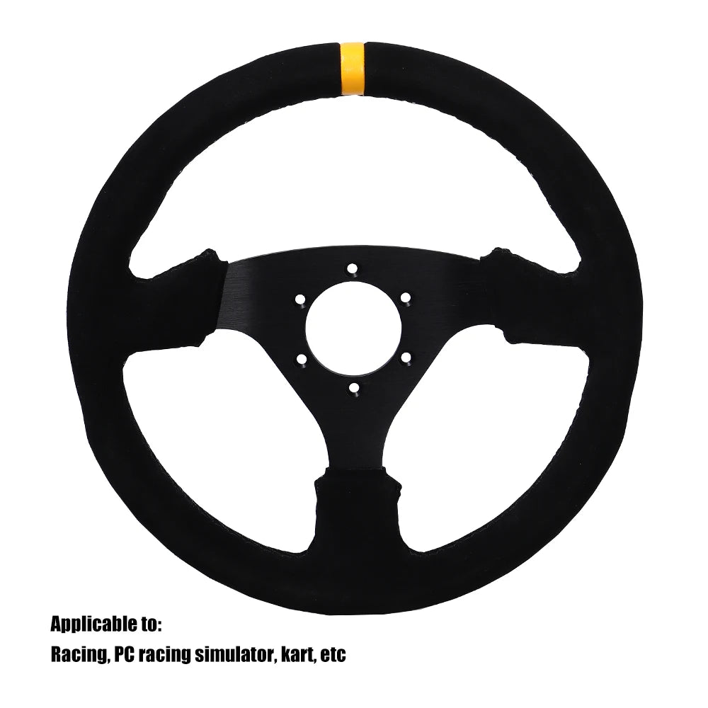 Universal 330Mm Steering Wheel Suede Drift Sim Racing Game Steering Wheel Flat Aluminum Frame13Inch