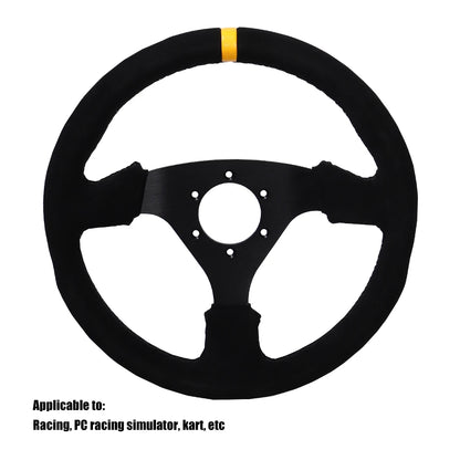 Universal 330Mm Steering Wheel Suede Drift Sim Racing Game Steering Wheel Flat Aluminum Frame13Inch