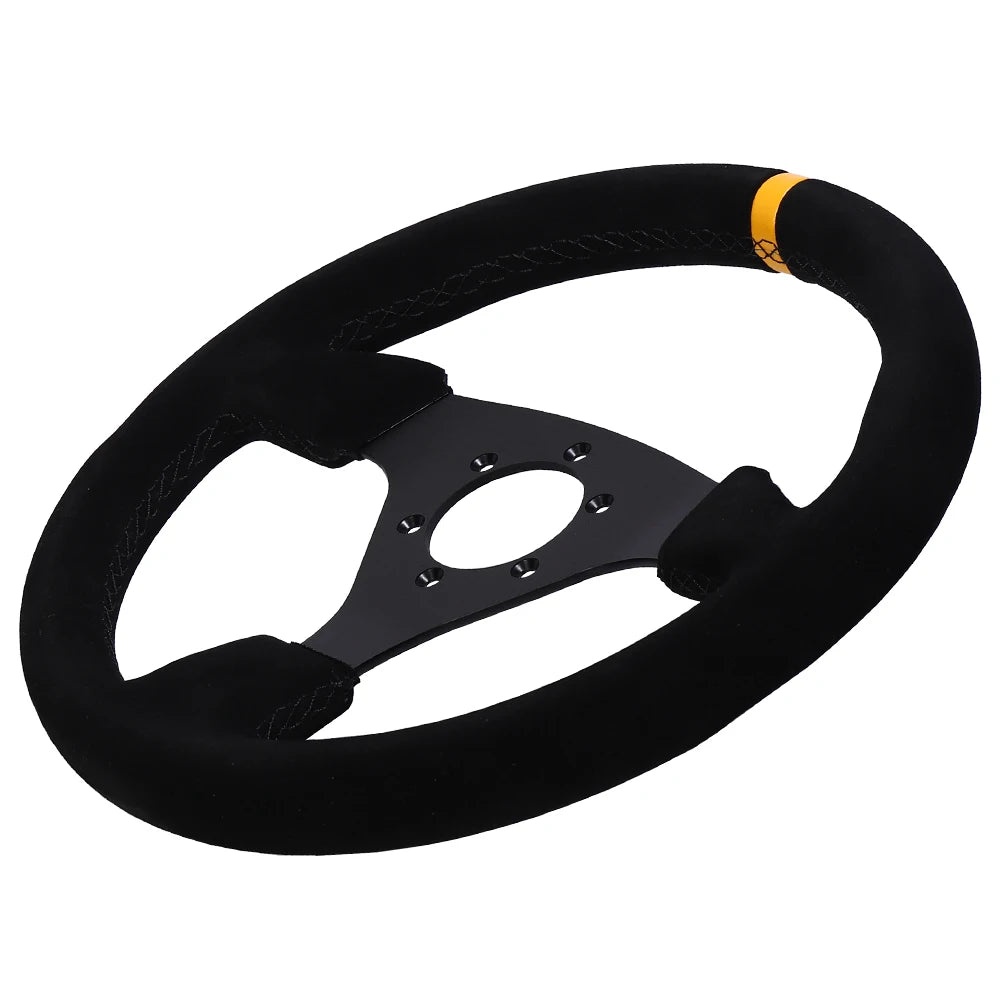 Universal 330Mm Steering Wheel Suede Drift Sim Racing Game Steering Wheel Flat Aluminum Frame13Inch