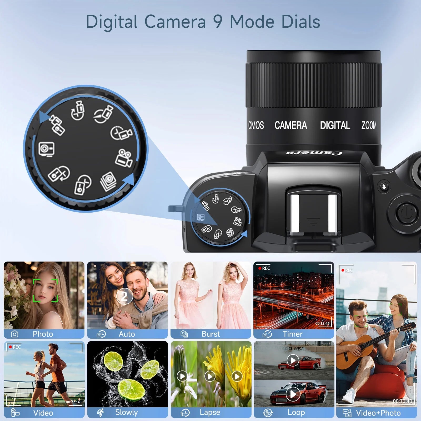 Digital Camera for Photography 8K Vlogging Camera for Youtube Dual-Lens 16X Digital Zoom Wifi Touchscreen with 3000Mah Battery & 32GB TF Card