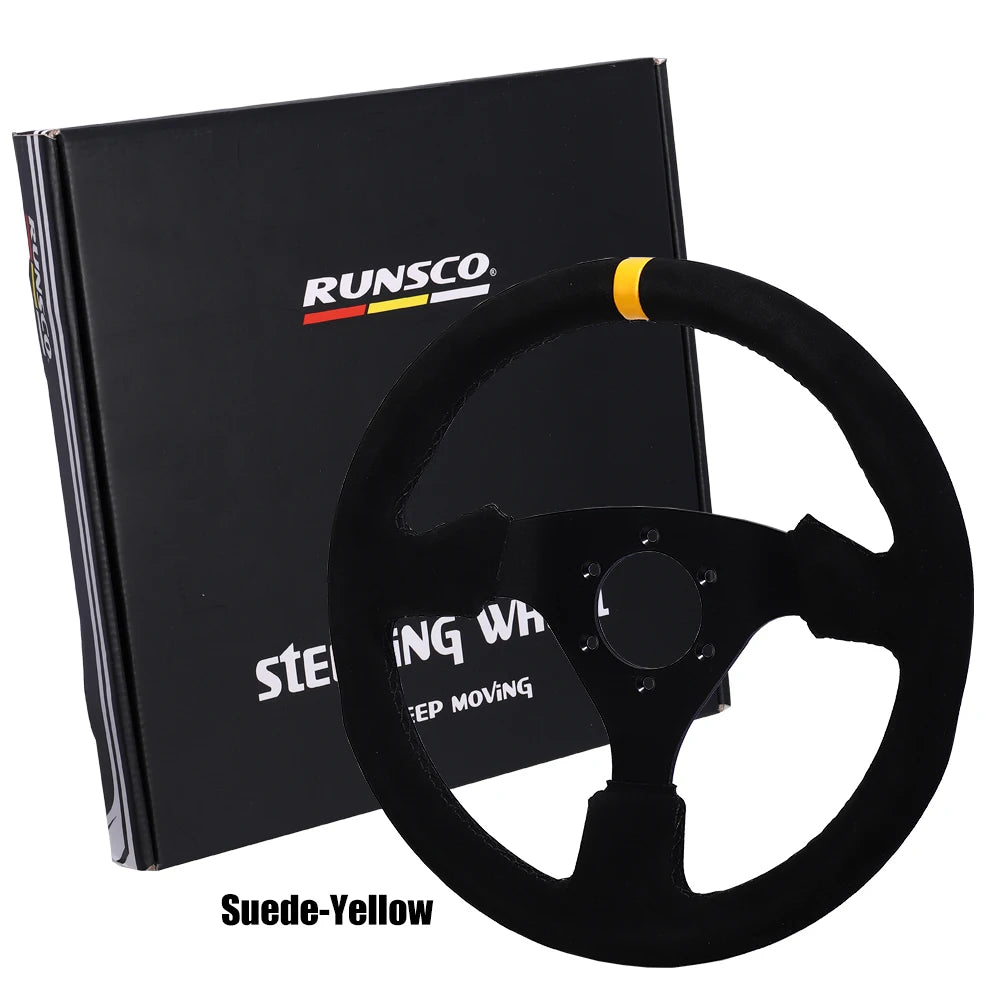 Universal 330Mm Steering Wheel Suede Drift Sim Racing Game Steering Wheel Flat Aluminum Frame13Inch