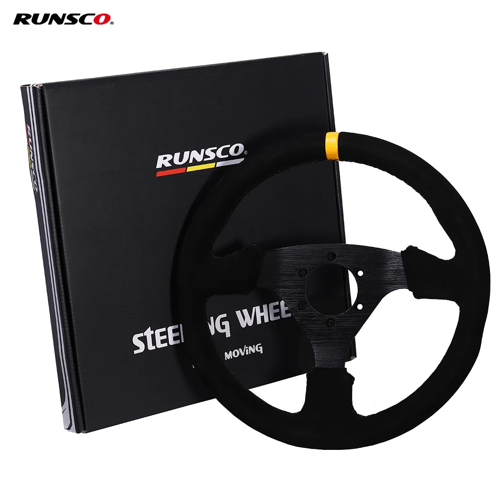 Universal 330Mm Steering Wheel Suede Drift Sim Racing Game Steering Wheel Flat Aluminum Frame13Inch
