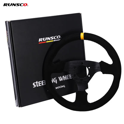 Universal 330Mm Steering Wheel Suede Drift Sim Racing Game Steering Wheel Flat Aluminum Frame13Inch