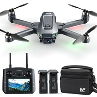 Drones with Camera for Adults 4K,  WF33 GPS Foldable FPV Drone with 4.5" LCD Screen on Controller, 8GB Card, under 249G, Brushless Motor, 2 Batteries, Gray — Studio Shot