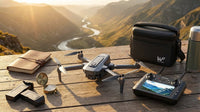 Drones with Camera for Adults 4K,  WF33 GPS Foldable FPV Drone with 4.5" LCD Screen on Controller, 8GB Card, under 249G, Brushless Motor, 2 Batteries, Gray — Lifestyle
